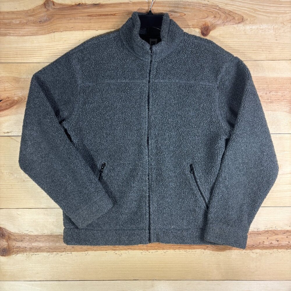 Vintage Gap Jacket Mens Medium Gray Fleece Pile Jacket‎ Full Zip